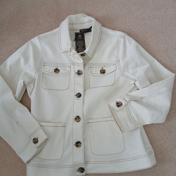 DG2 by Diane Gilman Jackets & Blazers - DG2 Cream Utility Jacket with Structured Seaming